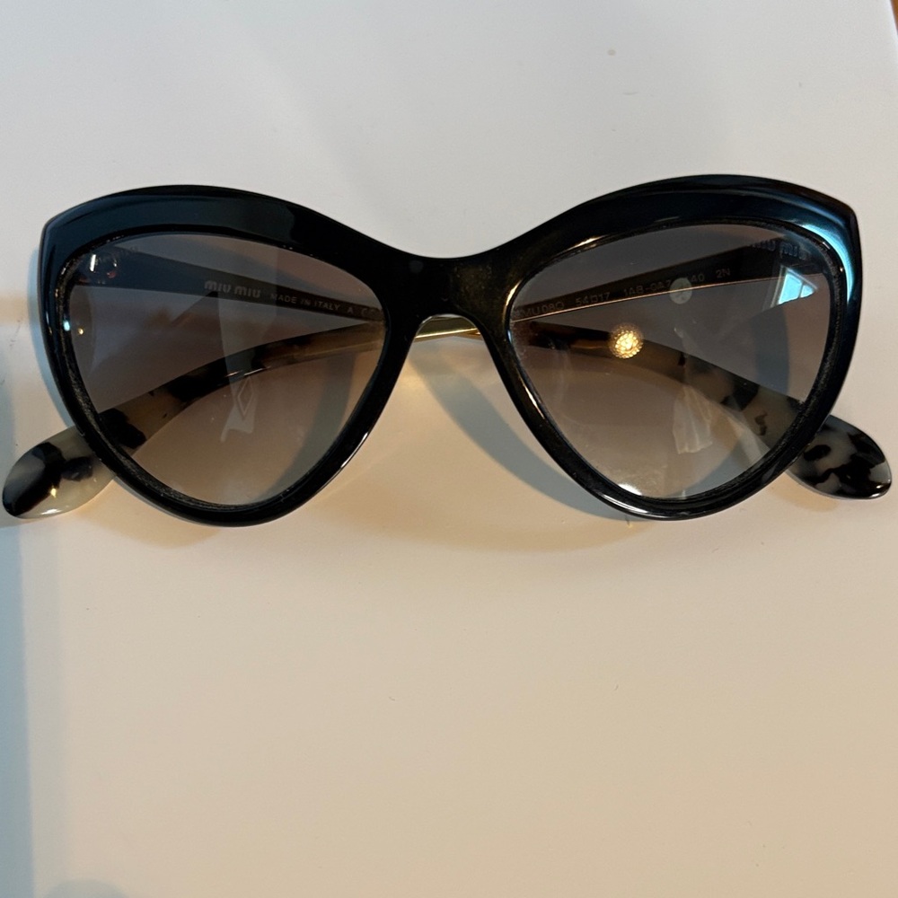 Miu Miu Black and Tortoise Cat-Eye Sunglasses